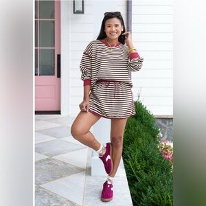 Striped Lounge Set - Sweatshirt and Skort